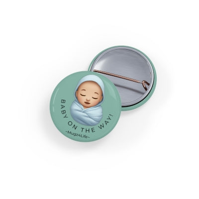 Mugz4Life Baby on the Way Circle Pin in Blue, 1 Inch