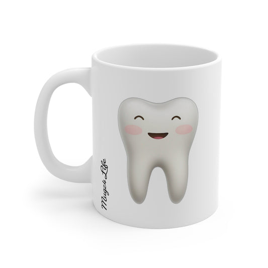 Mugz4Life (F) Smiley Tooth Design in White Ceramic Mug, 11oz